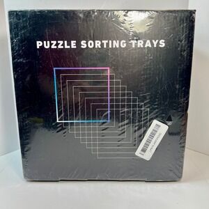 Tidyboss 8 Black Puzzle Sorting Trays with Lid 10x10 Stackable Organizer Storage